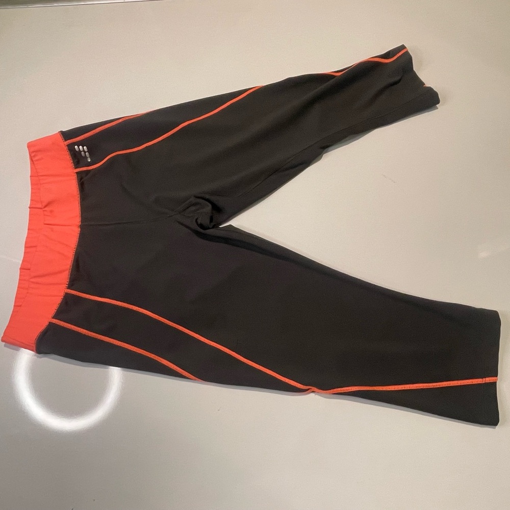 bcg Black Ankle Crop Pants with Orange Trim